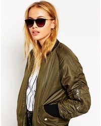 Asos Collection Round Sunglasses With Thin Frame