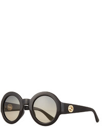 Gucci Embossed Gradient Round Sunglasses Black