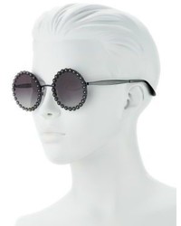 Dolce & Gabbana Flower Trimmed 56mm Round Sunglasses