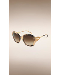 Burberry Gabardine Collection Oversize Round Frame Sunglasses