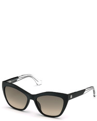 Balenciaga Geometric Gradient Cat Eye Sunglasses Black