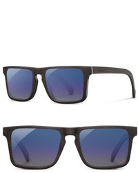 Shwood Govy 2 53mm Polarized Wood Sunglasses Dark Walnut Blue