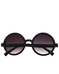 grinderPUNCH Cute Fashion Large Designer Inspired Round Circle Sunglasses Black