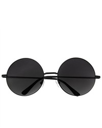 grinderPUNCH Designer Inspired Oversized Round Circle Sunglasses Metal Modern Black