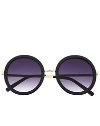 grinderPUNCH Large Designer Inspired Round Circle Sunglasses Sunnies Black Gold