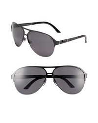 Gucci 62mm Polarized Metal Aviator Sunglasses Black One Size