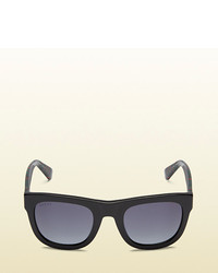 Gucci Acetate Rectangle Sunglasses With Web Detail