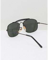 Reclaimed Vintage Inspired Aviator Sunglasses In Black