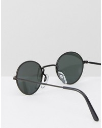 Reclaimed Vintage Inspired Metal Round Sunglasses In Black