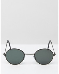 Reclaimed Vintage Inspired Metal Round Sunglasses In Black