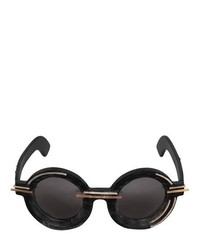 Julius Silver Details Round Sunglasses