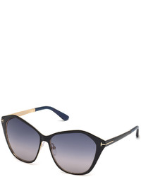 Tom Ford Leana Lacquered Metal Sunglasses Black