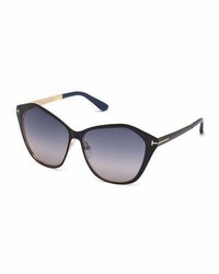 Tom Ford Leana Lacquered Metal Sunglasses Black