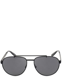 Bottega Veneta Leather And Metal Aviator Style Sunglasses