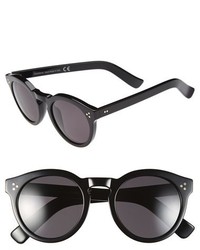 Illesteva Leonard Ii 50mm Round Mirrored Sunglasses Black Horn Violet