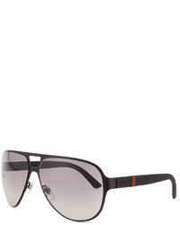 Gucci Light Steel Aviator Sunglasses Black