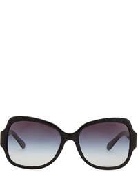 Tory Burch Logo Temple Rectangle Sunglasses Black