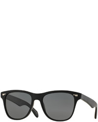 Oliver Peoples Lou 54 Polarized Square Plastic Sunglasses Black