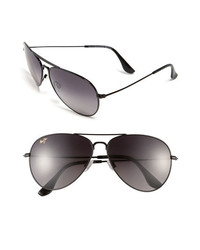 Maui Jim Mavericks 61mm Polarizedplus2 Aviator Sunglasses Glossy Black Neutral Grey One Size