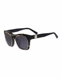 MCM Metal Clip Front Plastic Sunglasses Black