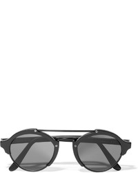 Illesteva Milan Round Frame Matte Acetate And Metal Sunglasses Black