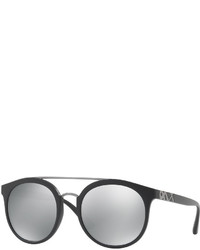 Burberry Mirrored Polarized Round Sunglasses Black