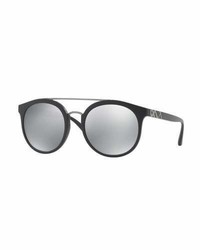 Burberry Mirrored Polarized Round Sunglasses Black