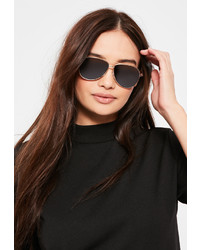 Missguided Black Classic Gold Frame Aviator Sunglasses