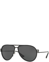 Versace Monochromatic Pav Aviator Sunglasses Black
