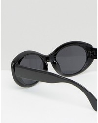 Asos Oval Sunglasses In Black