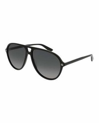 Gucci Oversized Acetate Aviator Sunglasses Blackgray