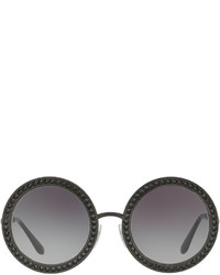 Dolce & Gabbana Oversized Round Metal Swarovski Sunglasses