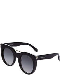 Alexander McQueen Piercing Bar Round Frame Sunglasses