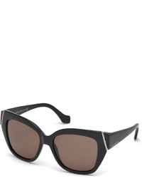 Balenciaga Plastic Polarized Cat Eye Sunglasses Black