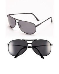 Polaroid Eyewear 68mm Polarized Metal Aviator Sunglasses Black One Size