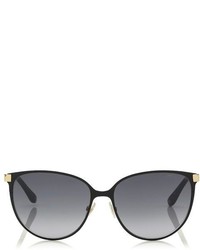 Jimmy Choo Posie Black Light Gold Glitter Metal Framed Sunglasses