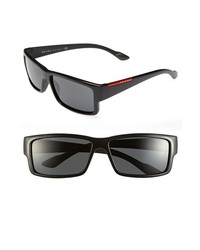 Prada 59mm Rectangle Sunglasses Black One Size