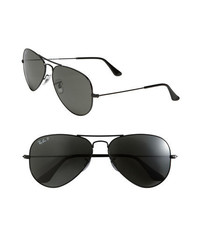 Ray-Ban 58mm Original Aviator Polarized Sunglasses Black One Size