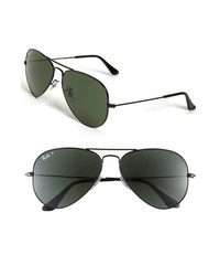 Ray-Ban Original Aviator 58mm Polarized Sunglasses Black One Size