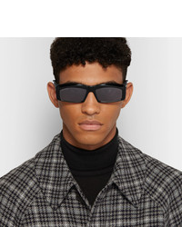Balenciaga Rectangle Frame Rubber Trimmed Acetate Sunglasses