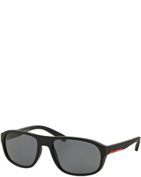 Prada Rectangular Nylon Sunglasses Black