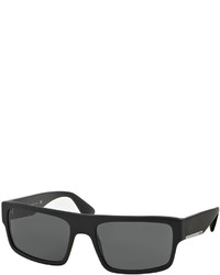 Prada Rectangular Plastic Sunglasses Matte Black