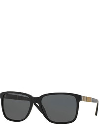 Burberry Rectangular Sunglasses With Check Detail Black