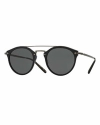 Oliver Peoples Remick Monochromatic Brow Bar Sunglasses Black