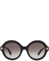 Valentino Rockstud Front Round Sunglasses Black