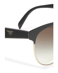 Prada Round Frame Acetate And Gold Tone Sunglasses Black