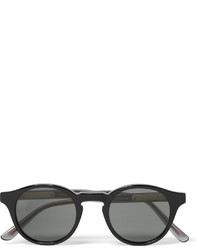 Bottega Veneta Round Frame Acetate And Gunmetal Tone Polarised Sunglasses