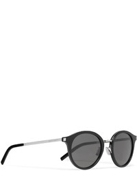 Saint Laurent Round Frame Acetate And Silver Tone Sunglasses