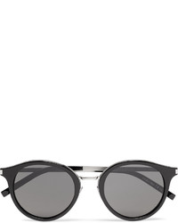 Saint Laurent Round Frame Acetate And Silver Tone Sunglasses