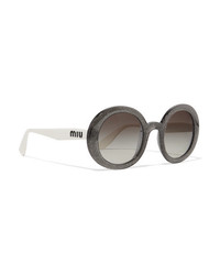 Miu Miu Round Frame Glittered Acetate Sunglasses